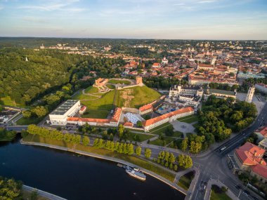 Cathedral Square in Vilnius Old Town. Gediminas Castle and Hill of Three Crosses, National Museum of Lithuania, Old Arsenal and Palace of the Grand Dukes of Lithuania. River Neris