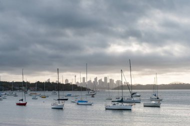 Watsons Bay in Sydney, Australia. Water with Yachts and Boats and Cityscape in Background. Australia