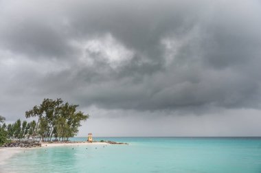 Miami Beach Landscape with Ocean Waves and Water Splash in Barbados