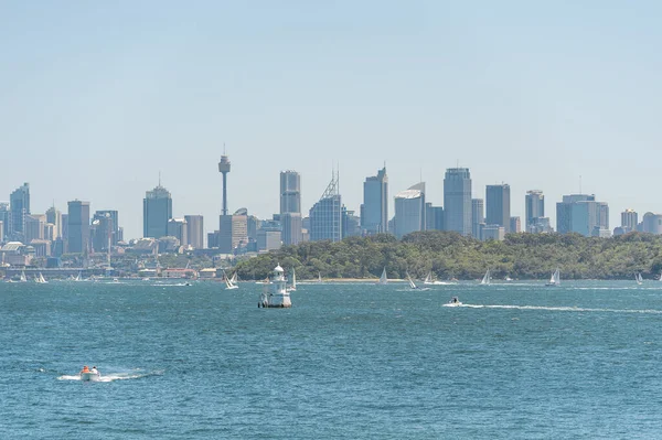 Sydney Cityscape Tower Business Skyscraper Water Yacht Landscape — Stock Photo, Image
