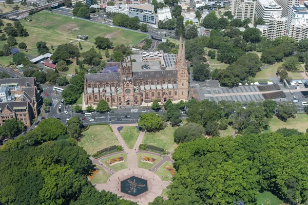 Paisagem Urbana Sydney Catedral Fundo Austrália — Fotografia de Stock