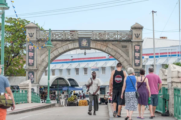Famous Bridge in Barbados City Bridgetown. Caribbean Sea Island.