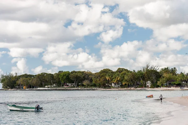 Océan Barbade Avec Yacht Bateaux Plage Avec Pêcheur Local Île — Photo