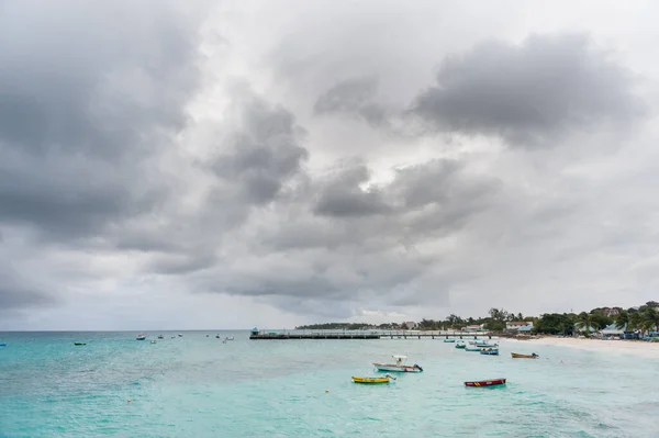 Miami Beach Landscape Ocean Water Boats Barbados Caribbean Island — Stock Photo, Image
