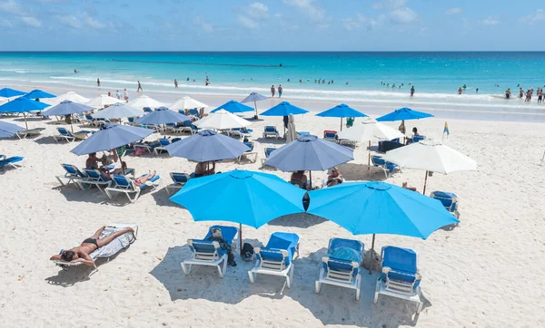 Beach Barbados Caribbean Sea Full People — Stock Photo, Image