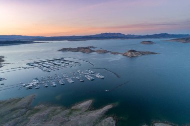 Lake Mead in Nevada. Big Boulder and Little Boulder Islands, Rock Island in Background. Colorado River in Background.