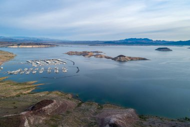 Lake Mead in Nevada. Big Boulder and Littler Boulder Islands, Rock Island in Background. Colorado River in Background.