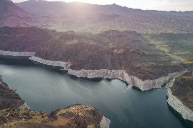 Hoover Dam in Nevada. Mountain and Colorado River in Background.