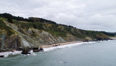 Baker Beach in San Francisco, California. Golden Gate Overlook Point.