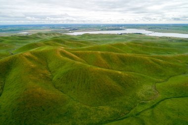 Upper Cottonwood Creek Wildlife Area. Beautiful Nature and Landscape. Green area with Cloudy Sky. Close to San Luis Reservoir