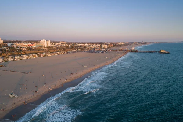 Solnedgång Santa Monica Los Angeles Kalifornien Beläget Santa Monica Bay — Stockfoto