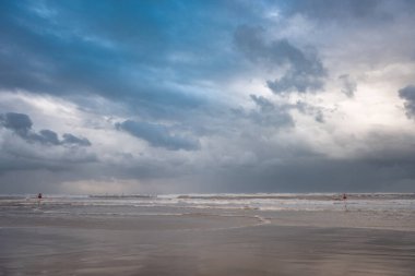 Stormy Mediterranean Sea and Cloudy Sky in Tel Aviv, Israel. Cloudy Sky