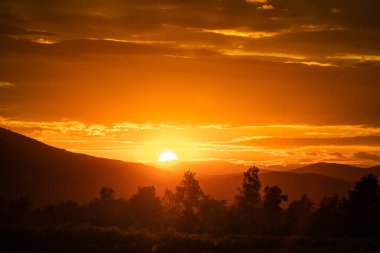 Beautiful Sunset in Croatia. Sunlight and Mountains in Background. Beautiful Sky