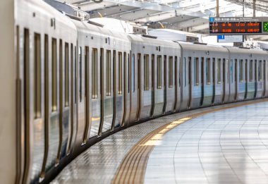 TOKYO, JAPAN - OCTOBER 30, 2019: Seibu Shinjuku Railway station in Shinjuku, Tokyo, Japan, operated by the private railway operator Seibu Railway. Train is ready to depart.