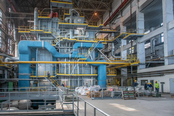 Průmyslové Stroje Vnitřní Struktura Velké Tepelné Elektrárny Interiér Průmyslové Kotelny — Stock fotografie