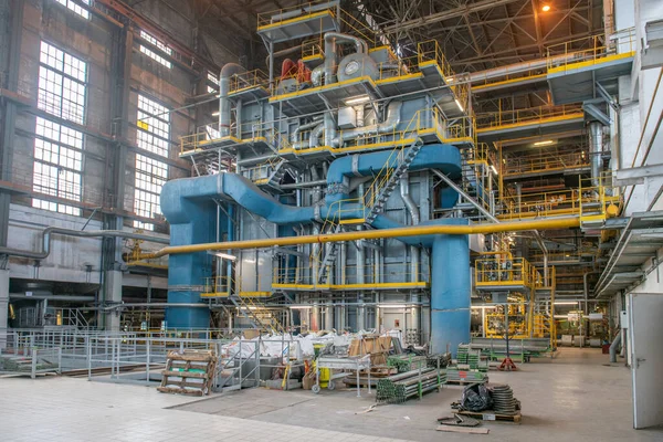 Máquinas Industriales Estructura Interna Una Gran Central Térmica Interior Una — Foto de Stock