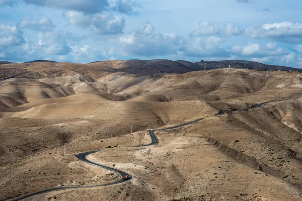 Landscape Israel Desert Blue Cloudy Sky Road Background Mountain Judaean — Foto de Stock