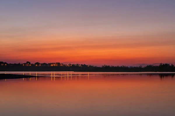 Beautiful Sunset Croatia Sunlight Shore Sea Beautiful Colors Reflection — Stockfoto