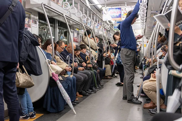 Tokyo Japan Oktober 2019 Tokyo Metro Train Car Full People — Stockfoto