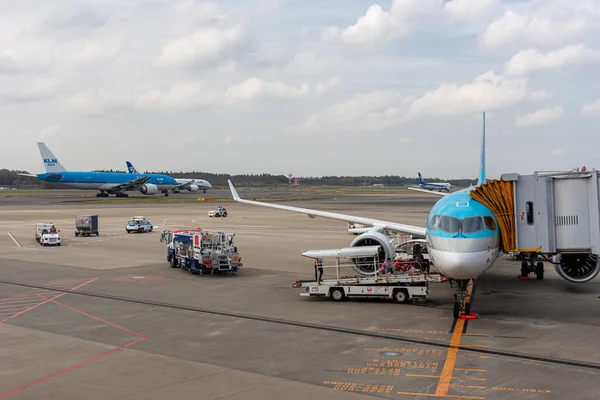 stock image NARITA, JAPAN - OCTOBER 31, 2019: Narita International Airport with Runway and Airplanes in Background.