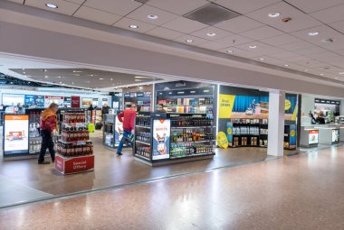 STOCKHOLM, SWEDEN - APRIL 05, 2019: International Stockholm Arlanda Airport. Tax Free Shop.