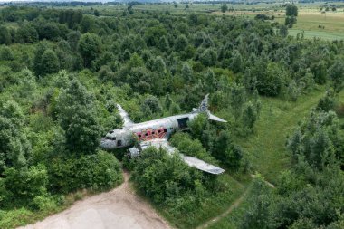 Zeljava Air Base in Croatia and Abandoned Douglas C-47 Airplane on the airbase entrance. It is on the border between Croatia and Bosnia and Herzegovina.