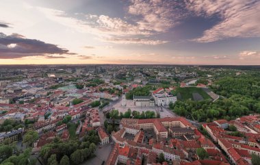Vilnius Old Town with Cathedral Square in Background. Vilnius is Famous of Unesco Heritage Old Town Buildings. One of the most beautiful Baltic Countries. Sightseeing Place