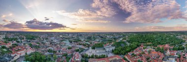 Vilnius Old Town with Cathedral Square in Background. Vilnius is Famous of Unesco Heritage Old Town Buildings. One of the most beautiful Baltic Countries. Sightseeing Place