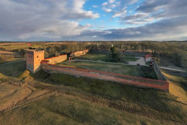 Medininkai Castle in Lithuania. medieval castle in Vilnius district, Lithuania, was built in the first half of the 14th century. The castle had 4 gates and towers.
