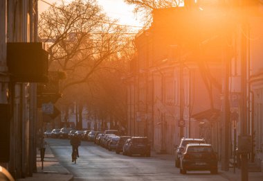 Vilnius Uzipis District. One of the most famous district in Vilnius, Lithuania. Beautiful Sunset Light.