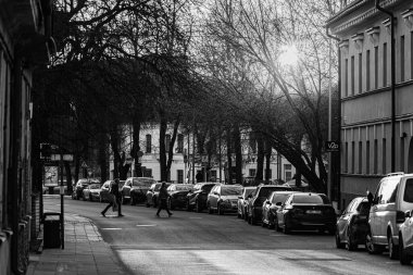 Vilnius Uzipis District. One of the most famous district in Vilnius, Lithuania. Beautiful Sunset Light.