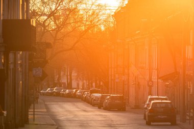 Vilnius Uzipis District. One of the most famous district in Vilnius, Lithuania. Beautiful Sunset Light.