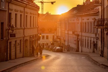 Vilnius Uzipis District. One of the most famous district in Vilnius, Lithuania. Beautiful Sunset Light.