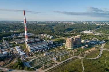 Cogeneration Power Plant Construction Area in Vilnius, Lithuania. Close to Gariunai Market. Forest in Background