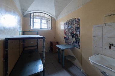 Closed Jail in Lithuania, Vilnius. The Oldest Prison in Lithuania and East of Europe Lukiskes. Interior with walls.