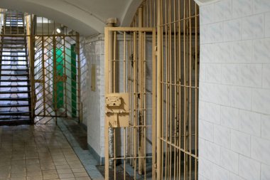 Closed Jail in Lithuania, Vilnius. The Oldest Prison in Lithuania and East of Europe Lukiskes. Interior with walls.