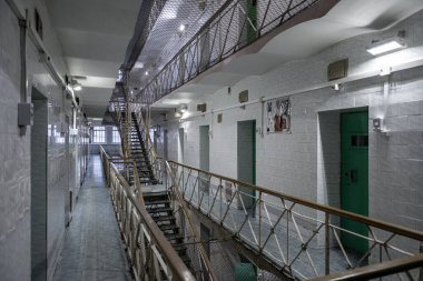 Closed Jail in Lithuania, Vilnius. The Oldest Prison in Lithuania and East of Europe Lukiskes. Interior with walls.