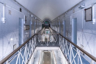 Closed Jail in Lithuania, Vilnius. The Oldest Prison in Lithuania and East of Europe Lukiskes. Interior with walls.