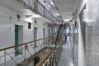 Closed Jail in Lithuania, Vilnius. The Oldest Prison in Lithuania and East of Europe Lukiskes. Interior with walls.