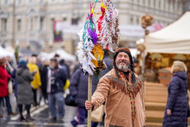 Mass of People in Easter market in Vilnius. Kaziuko muge means Kaziukas fair in Lithuanian. Annual traditional crafts fair is held every March on Old Town streets