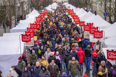 Mass of People in Easter market in Vilnius. Kaziuko muge means Kaziukas fair in Lithuanian. Annual traditional crafts fair is held every March on Old Town streets