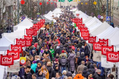 Mass of People in Easter market in Vilnius. Kaziuko muge means Kaziukas fair in Lithuanian. Annual traditional crafts fair is held every March on Old Town streets