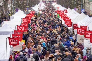 Mass of People in Easter market in Vilnius. Kaziuko muge means Kaziukas fair in Lithuanian. Annual traditional crafts fair is held every March on Old Town streets