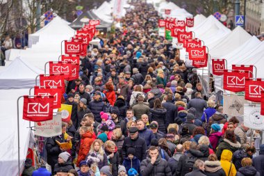 Mass of People in Easter market in Vilnius. Kaziuko muge means Kaziukas fair in Lithuanian. Annual traditional crafts fair is held every March on Old Town streets