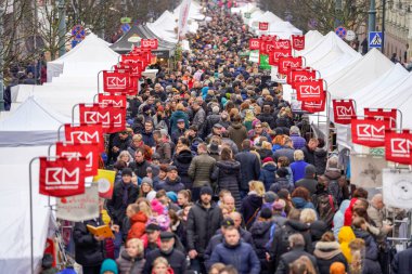 Mass of People in Easter market in Vilnius. Kaziuko muge means Kaziukas fair in Lithuanian. Annual traditional crafts fair is held every March on Old Town streets