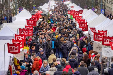 Mass of People in Easter market in Vilnius. Kaziuko muge means Kaziukas fair in Lithuanian. Annual traditional crafts fair is held every March on Old Town streets