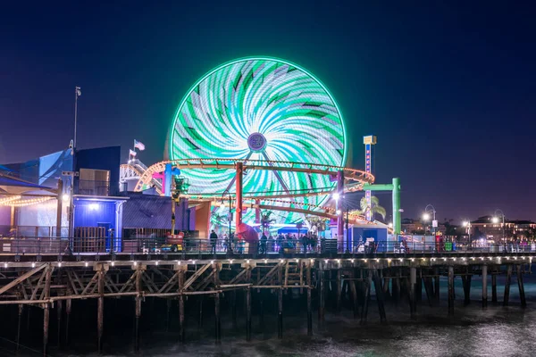 Santa Monica Pier Carousel Night California — Stock fotografie