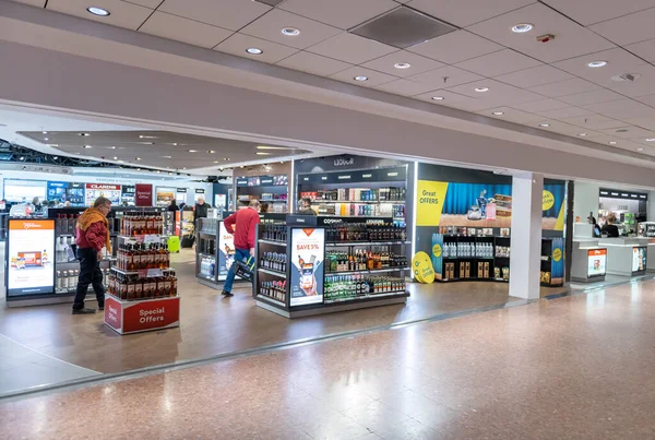 STOCKHOLM, SWEDEN - APRIL 05, 2019: International Stockholm Arlanda Airport. Tax Free Shop.