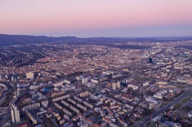 Zagreb Şehir ve Dağları Arkaplanda. Hırvatistan.