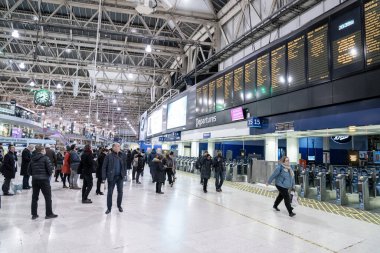 LONDON, ENGLAND - JANUARY 15, 2020: Waterloo Station in London. Central London terminus on the National Rail network in the United Kingdom